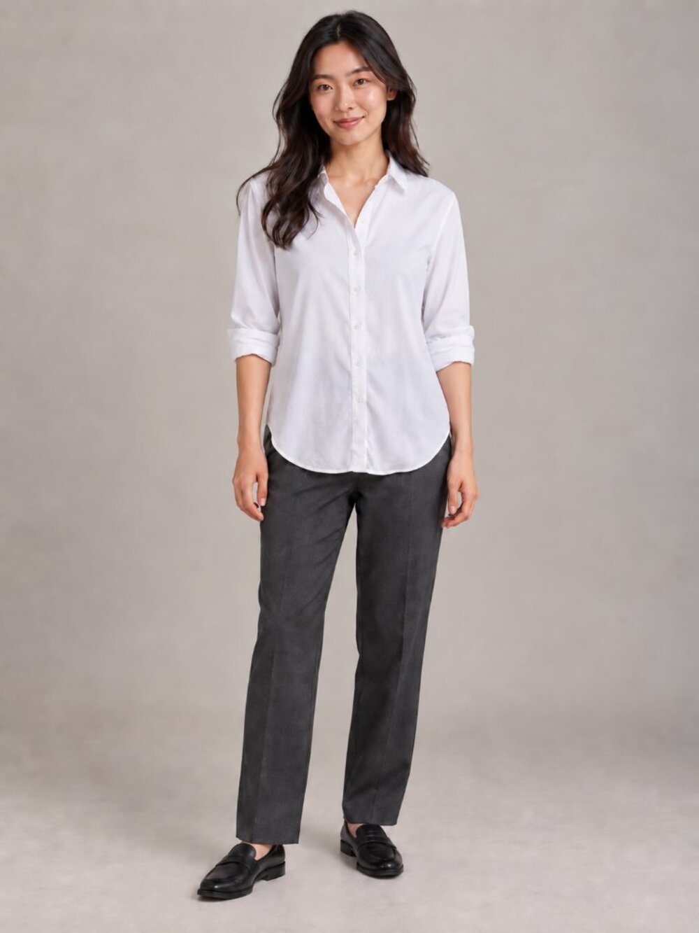 H&M White Button Down Blouse S Long Sleeve Collared Minimalist Shirt